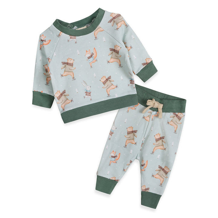 Organic Cotton Fleece Ice Skaters Baby Sweatshirt & Pants Set