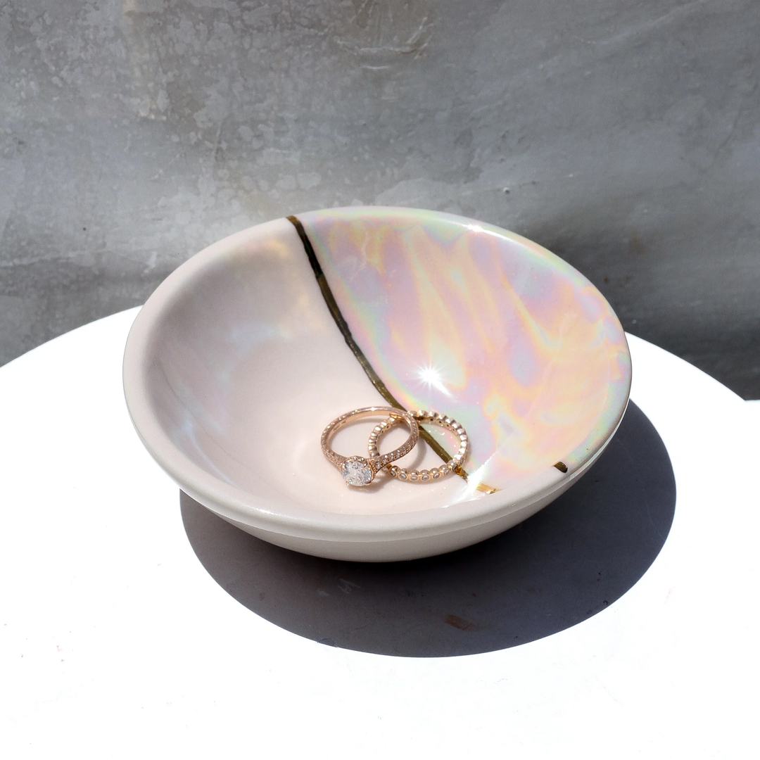 Large Dipped Iridescent Ring Dish