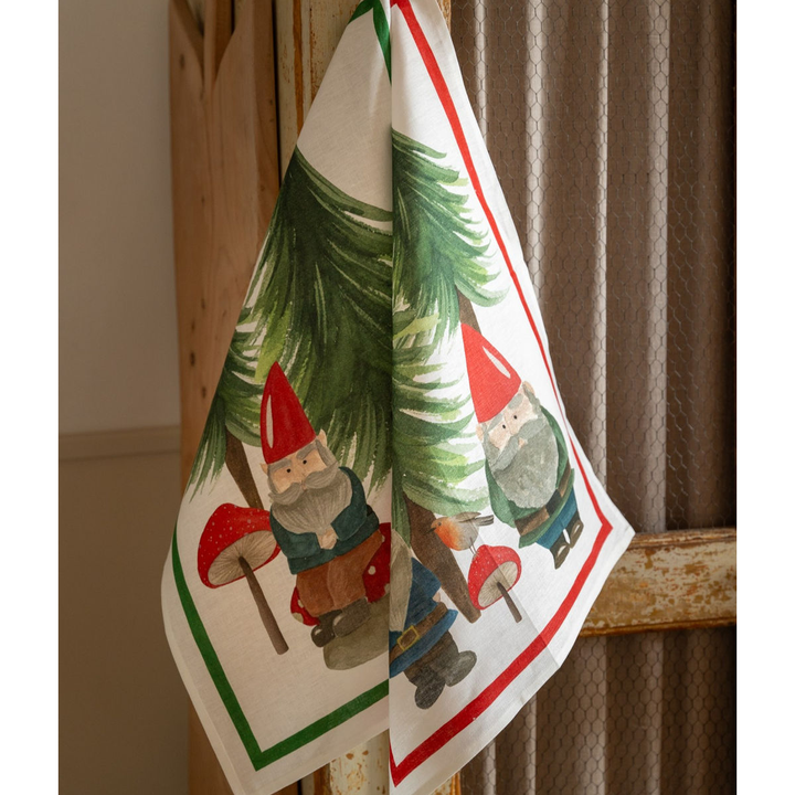 Jolly Elf Dishtowel With Green Border