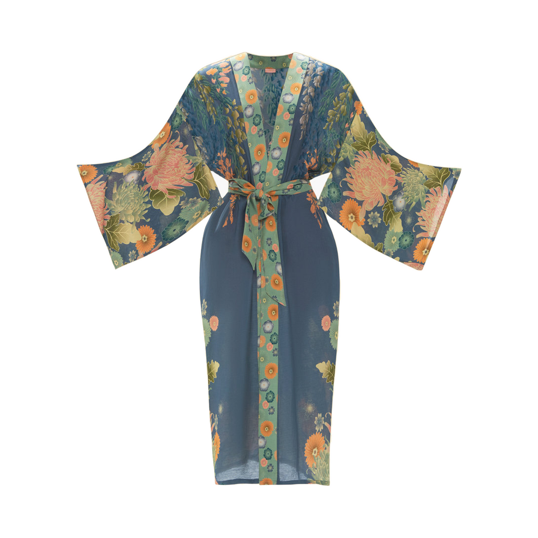 Trailing Wisteria Kimono Gown Ink