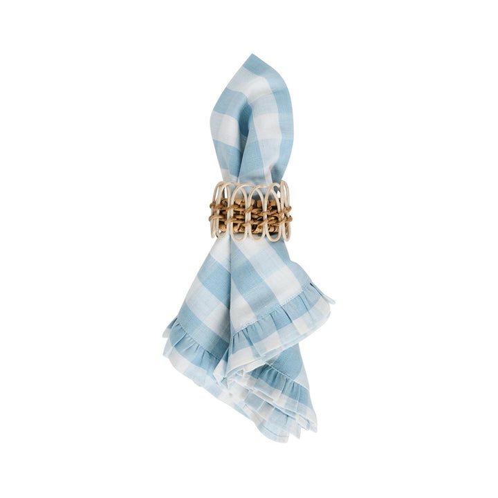 Gingham Ruffle Napkins Set Of 4 In Ocean