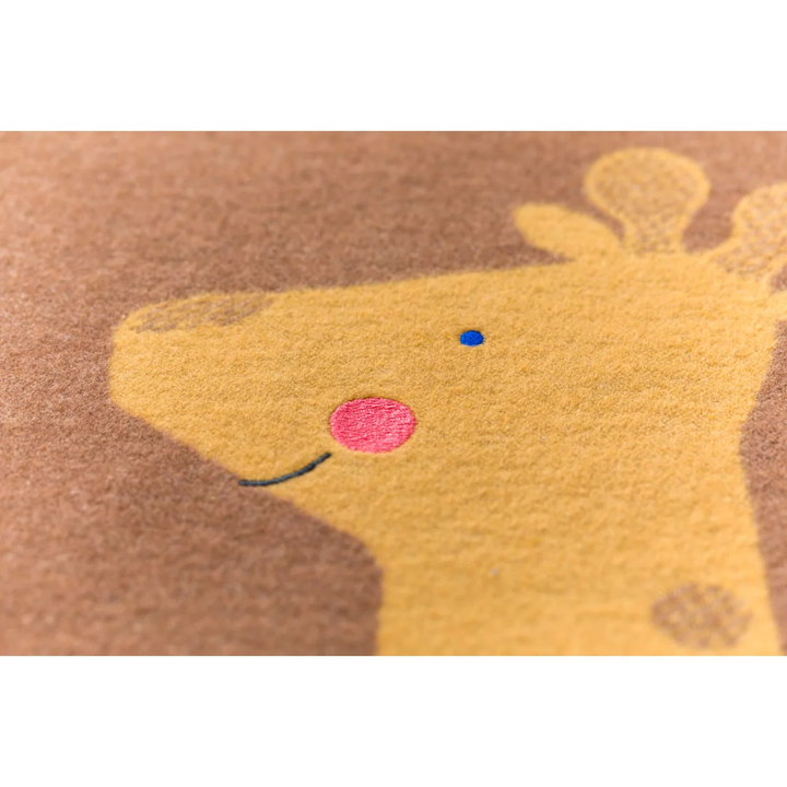 Lili Soft Flannel Baby Blanket Giraffe Brown Blue