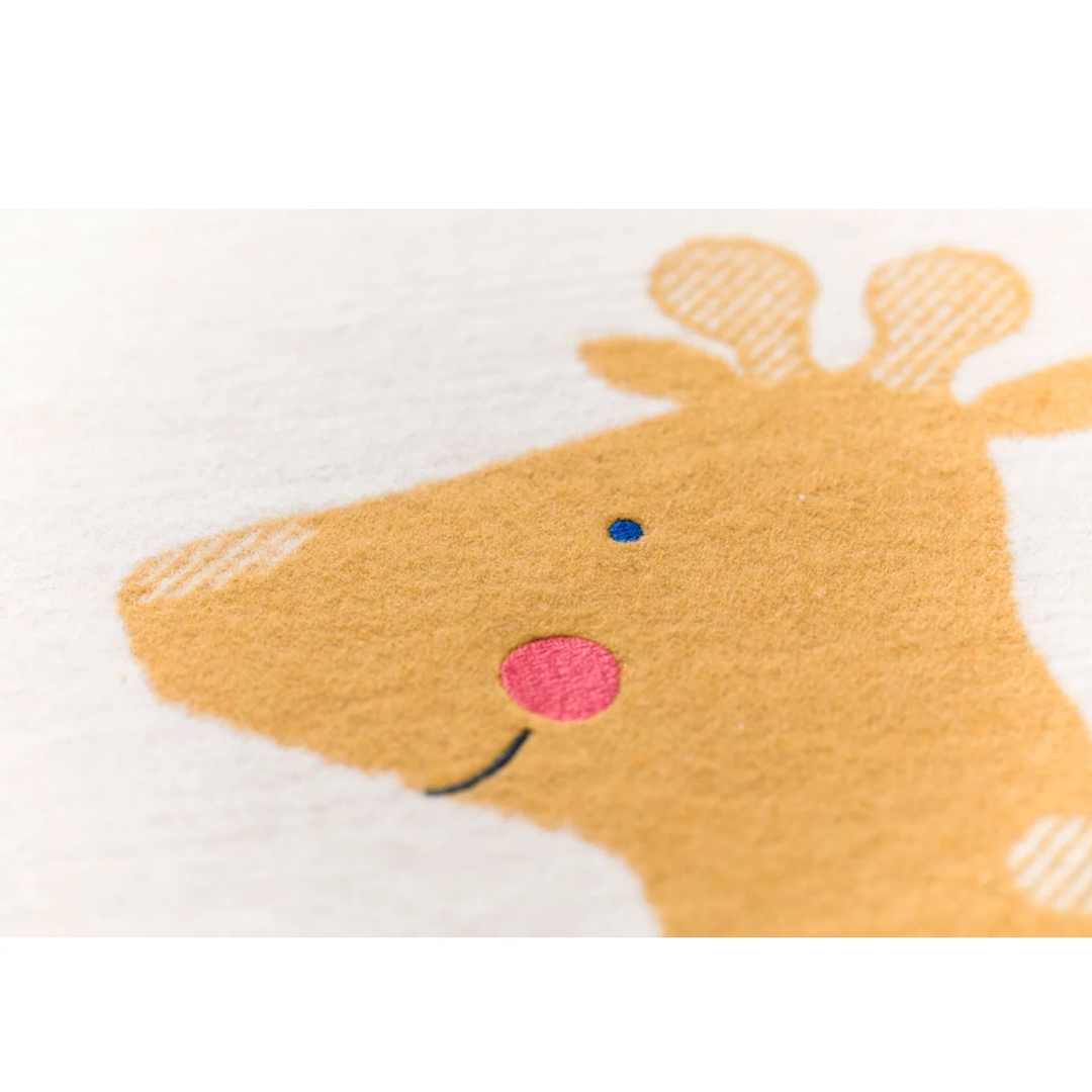 Lili Soft Flannel Baby Blanket Giraffe Off White