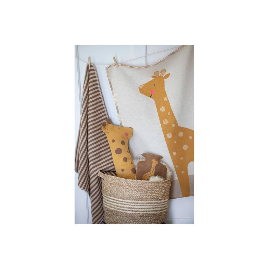 Lili Soft Flannel Baby Blanket Giraffe Off White