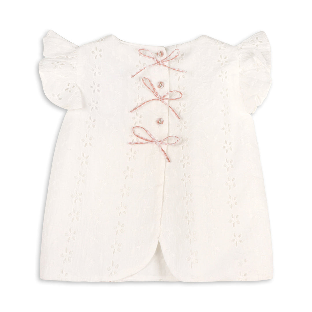 Organic Cotton Milly Eyelet Embroidered Baby Top + Ruffled Bloomer