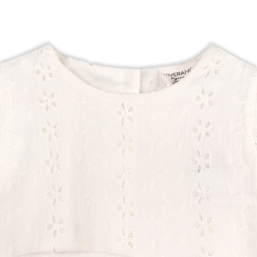 Organic Cotton Milly Eyelet Embroidered Baby Top + Ruffled Bloomer