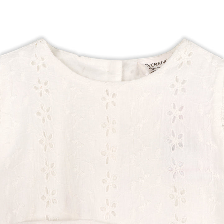 Organic Cotton Milly Eyelet Embroidered Baby Top + Ruffled Bloomer