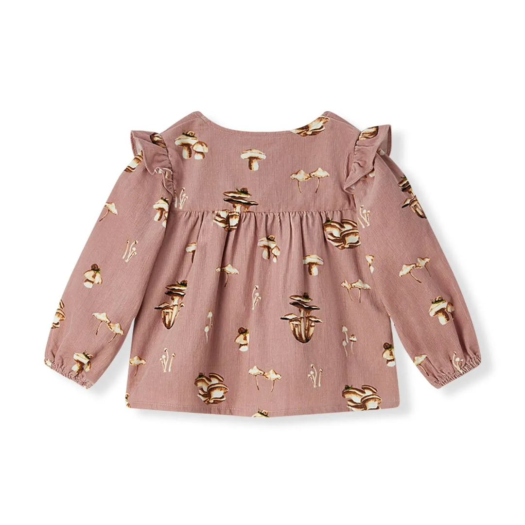 Organic Corduroy Long Sleeve Top Mushroom