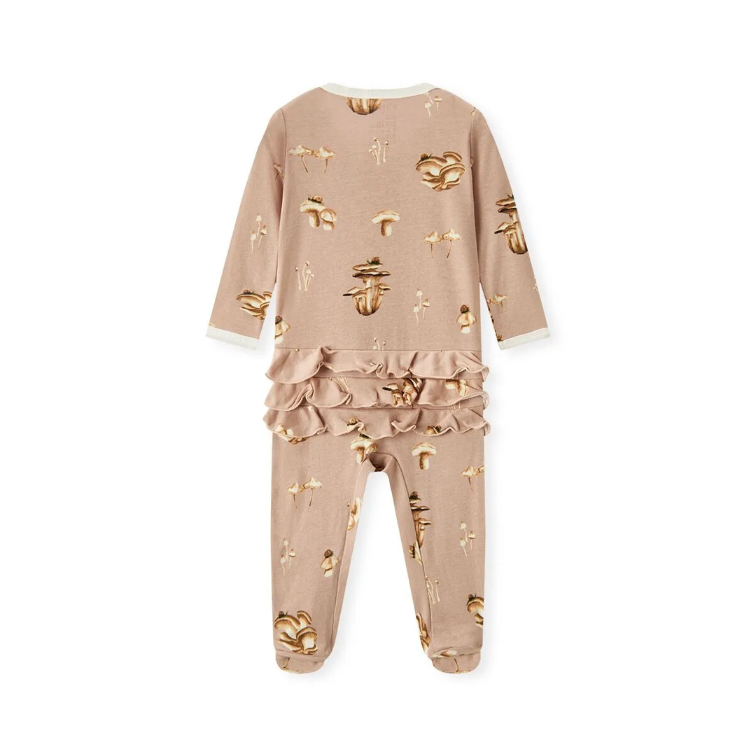 Organic Cotton Ruffle Footed Romper Mushroom