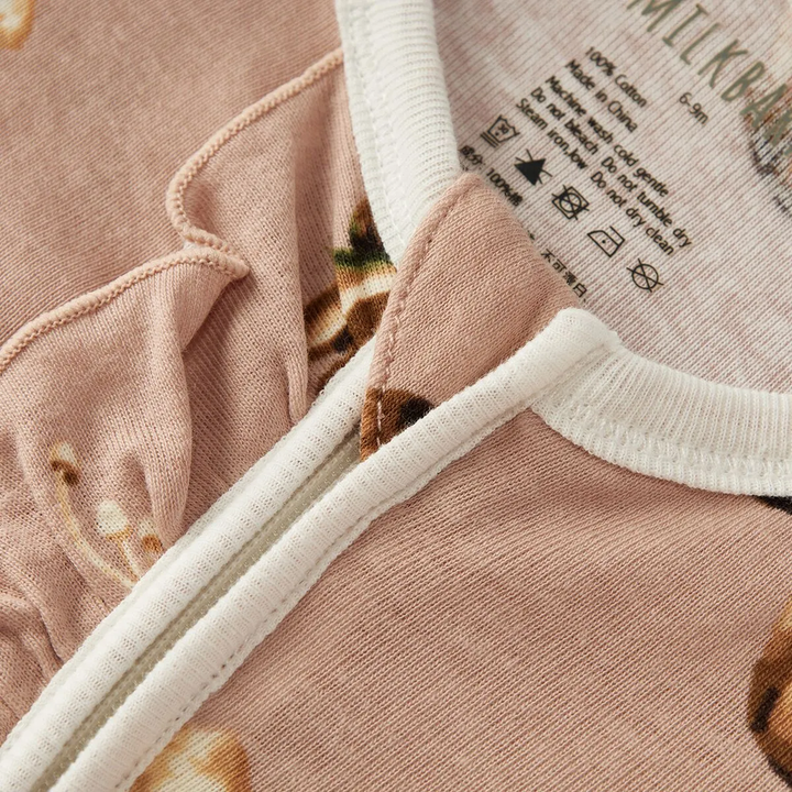 Organic Cotton Ruffle Footed Romper Mushroom