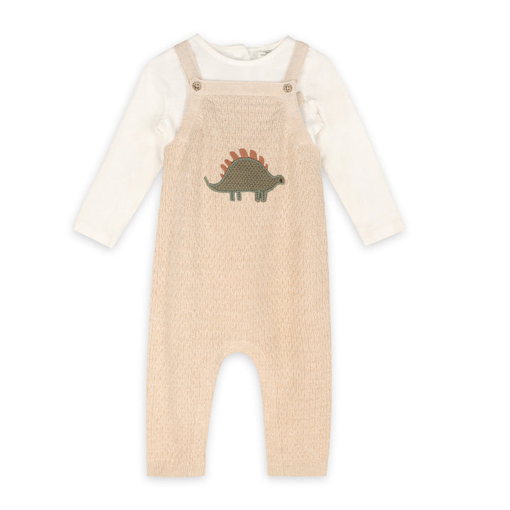 Organic Cotton Dino Applique Baby Knit Overall Set