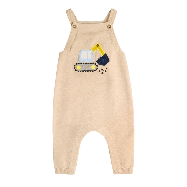 Organic Cotton Excavator Truck Embroidered Baby Overall Set