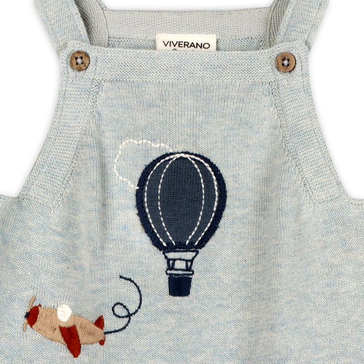 Organic Cotton Hot Air Balloon Sweater Knit Baby Overall Set