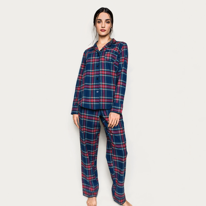Women's Brushed Twill Pajama Set in Windsor Tartan