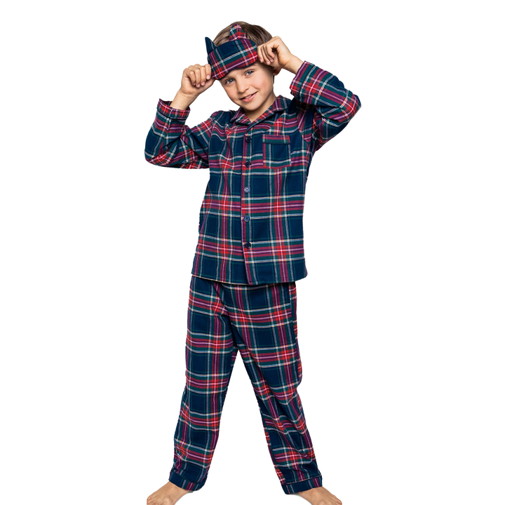 Kid's Brushed Twill Pajama Set in Windsor Tartan