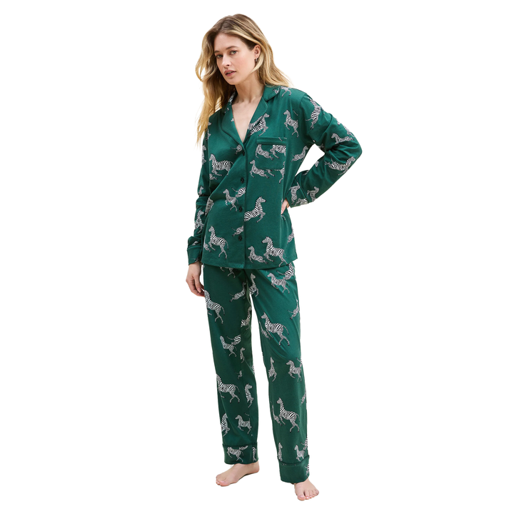 Women's Pima Pajama Set in Zèbre de Forêt