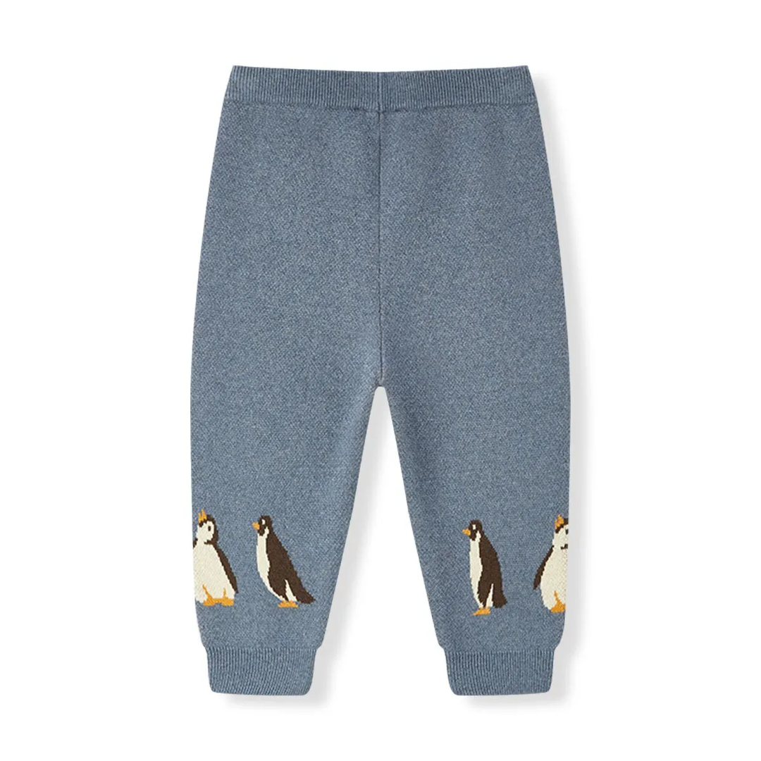 Penguin Family Knitted Birdseye Jacquard Sweatpants