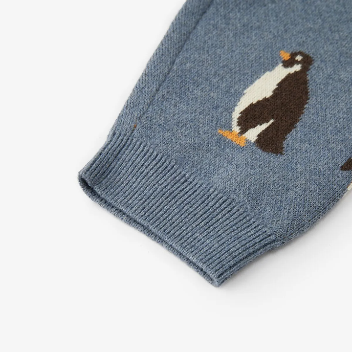 Penguin Family Knitted Birdseye Jacquard Sweatpants