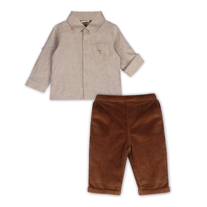 Organic Positano Linen Baby Shirt & Corduroy Pants