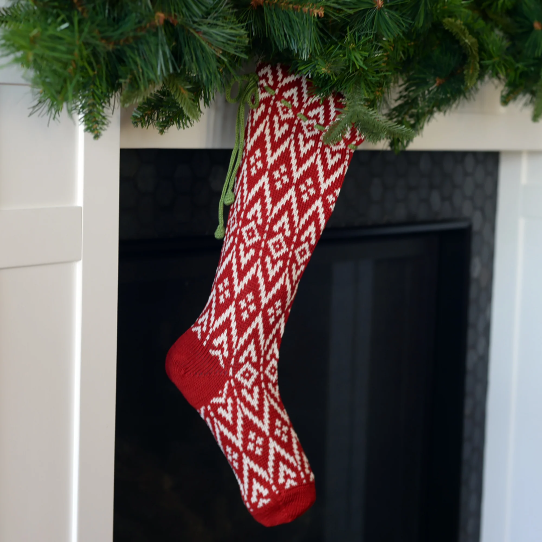 RED PATTERNED STOCKING