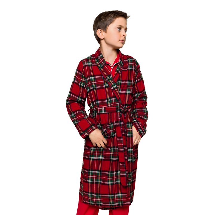 Kid's Brushed Twill Robe in Imperial Tartan