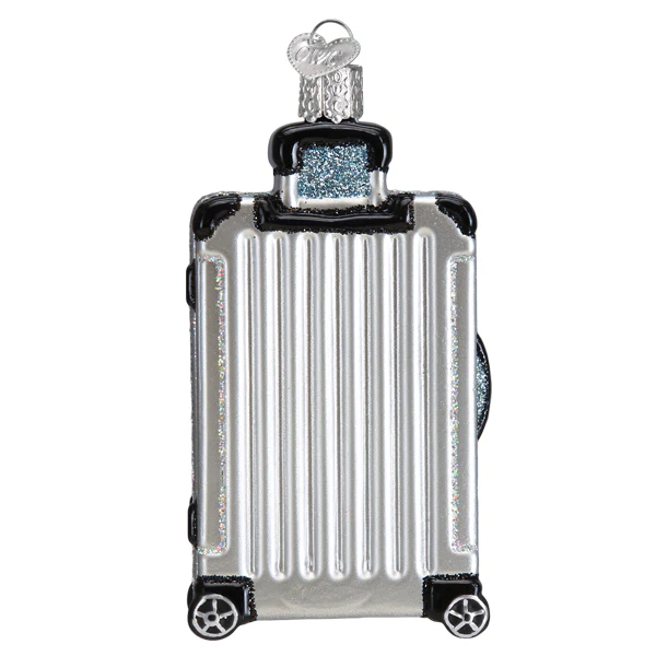 Silver Rolling Suitcase Ornament