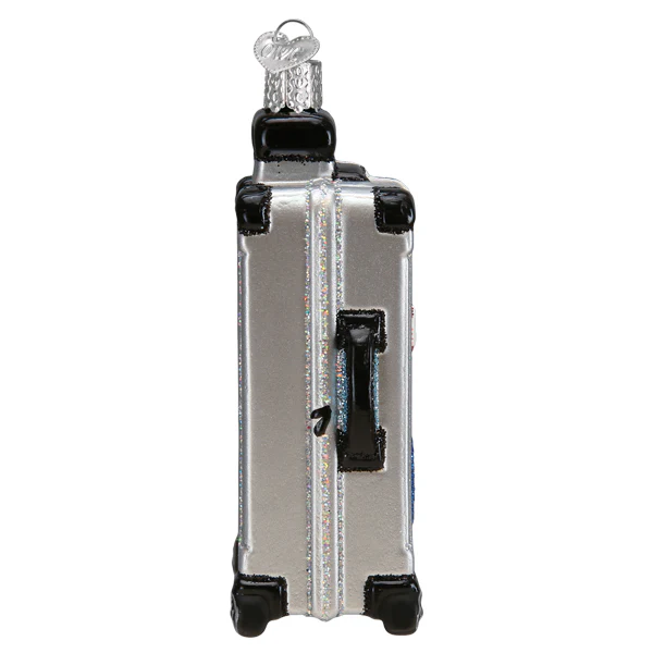 Silver Rolling Suitcase Ornament