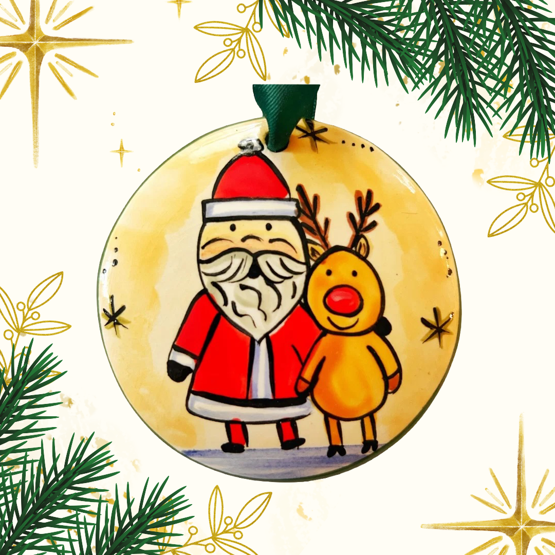 Santa &amp; Rudolph Ornament