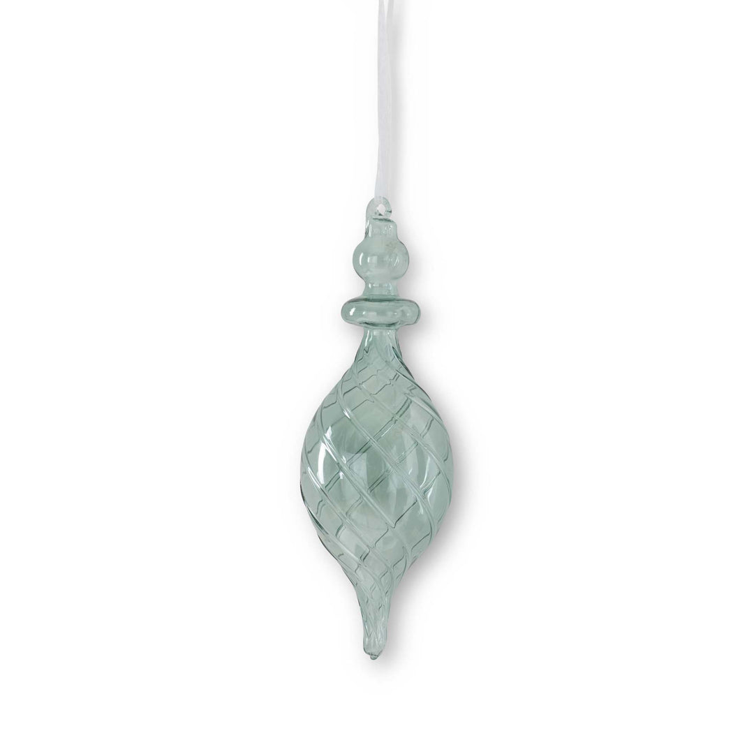 Sage Swirl Glass Finial Ornament