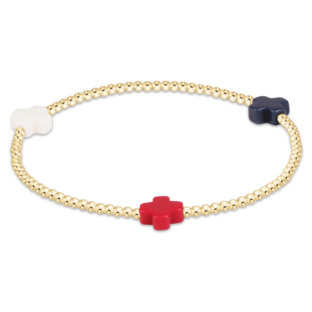 Signature Cross Gold 2mm Bracelet - Firecracker