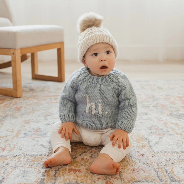 HI Crewneck Sweater For Baby and Toddler In Surf