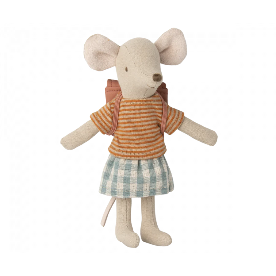 Maileg - Tricycle Mouse Big Sister With Old Rose Bag