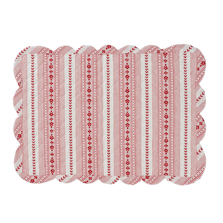 Juliska Villa Stripe Quilted Placemat - Ruby