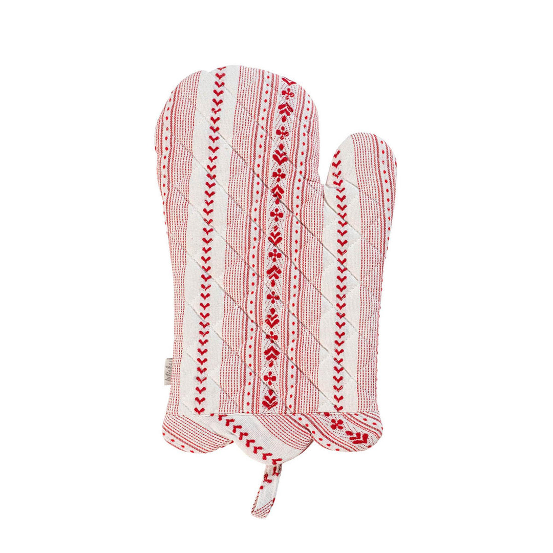 Juliska Villa Stripe Oven Mitt and Pot Holder Set of 2 - Ruby