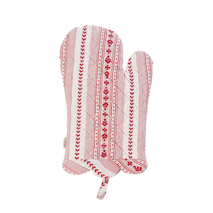 Juliska Villa Stripe Oven Mitt and Pot Holder Set of 2 - Ruby