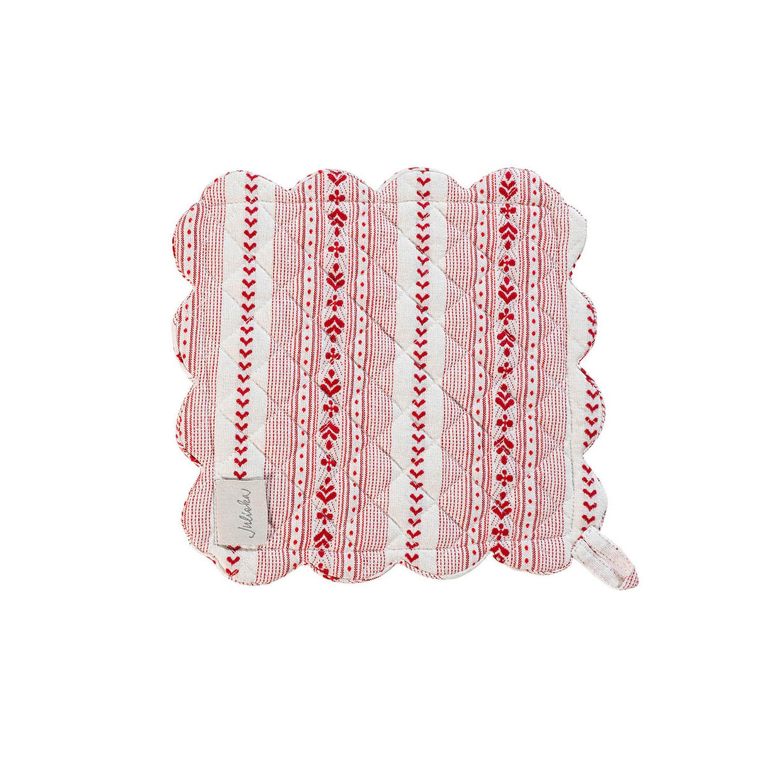 Juliska Villa Stripe Oven Mitt and Pot Holder Set of 2 - Ruby