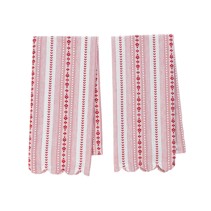 Juliska Villa Stripe Dishtowels Set of 2 - Ruby