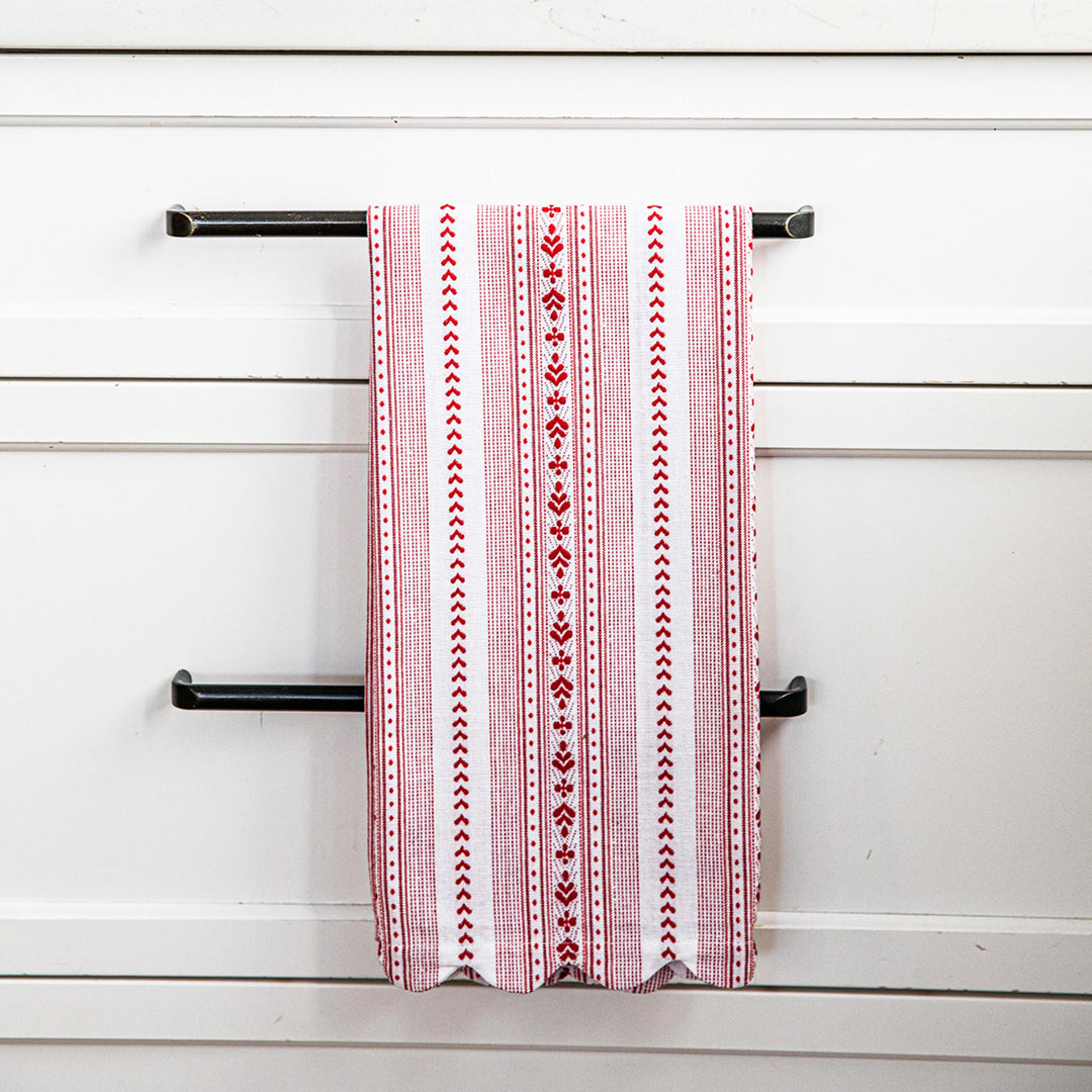 Juliska Villa Stripe Dishtowels Set of 2 - Ruby