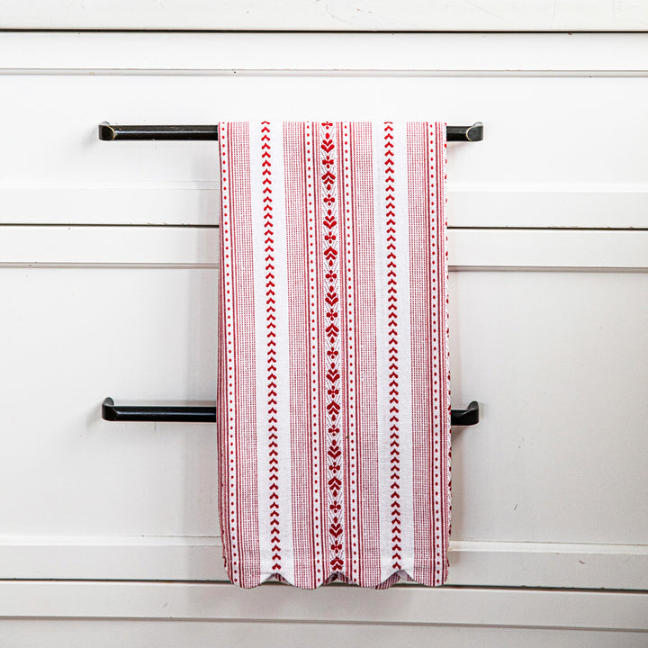 Juliska Villa Stripe Dishtowels Set of 2 - Ruby