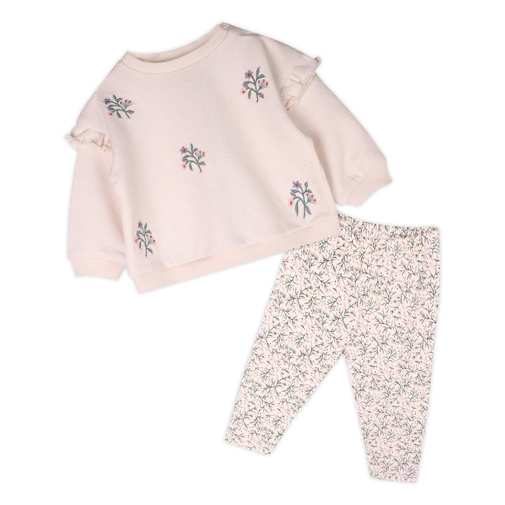 Organic Cotton Violet Bouquet Baby Sweatshirt & Legging Set