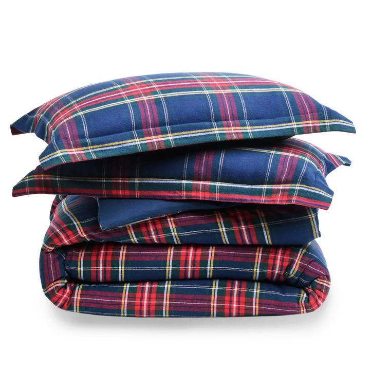 Queen Flannel Duvet Set in Windsor Tartan
