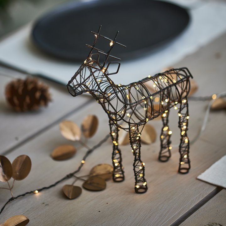 LED Brown Wire Reindeer Table Light Large