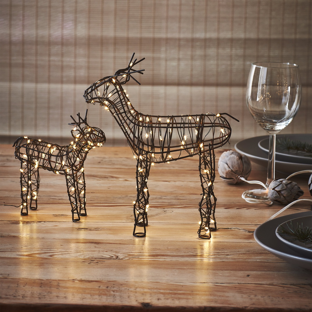 LED Brown Wire Reindeer Table Light Large