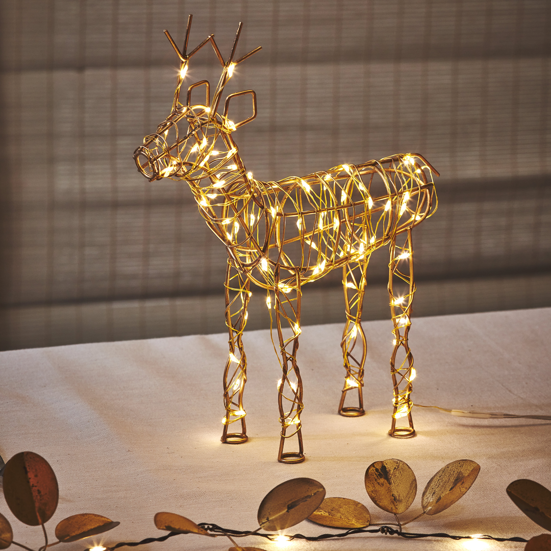 LED Gold Wire Reindeer Table Light Large
