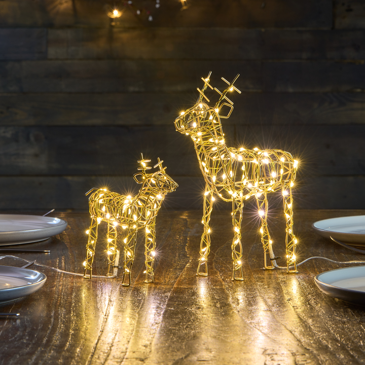 LED Gold Wire Reindeer Table Light Large