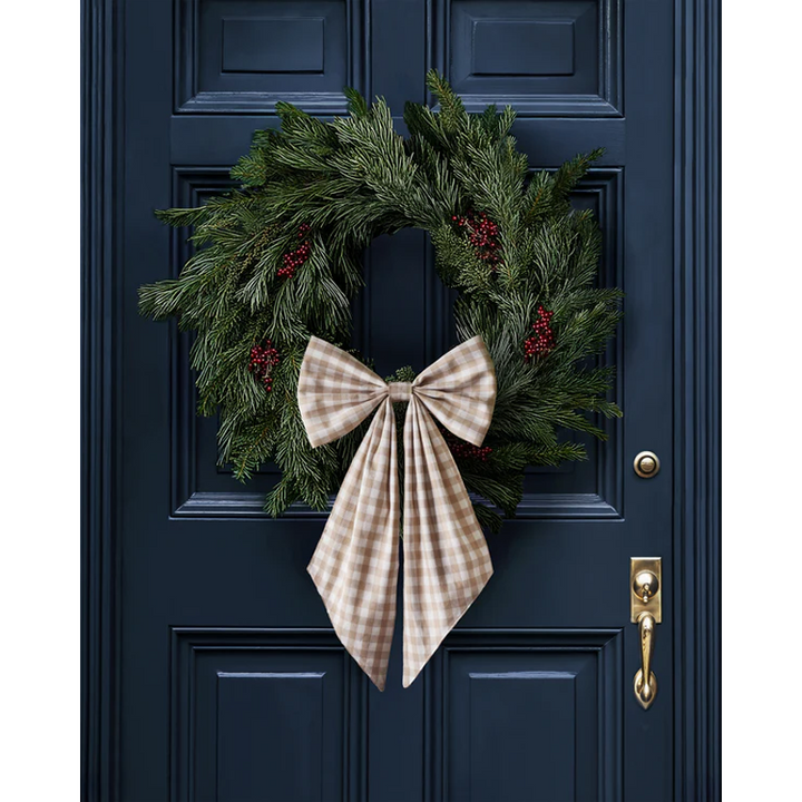 Wreath Bow Camel Gingham