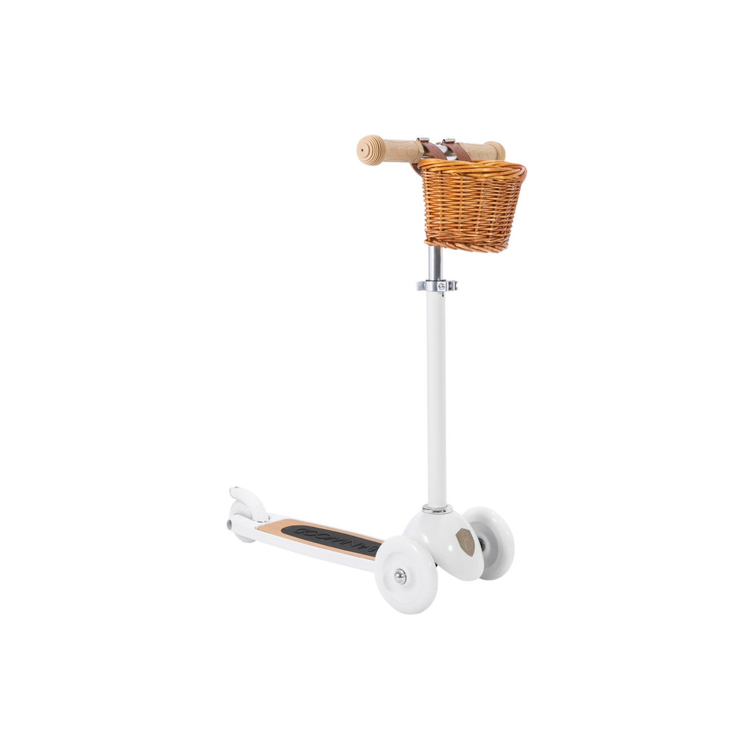 Three Wheel Scooter White With Cream Carry Strap