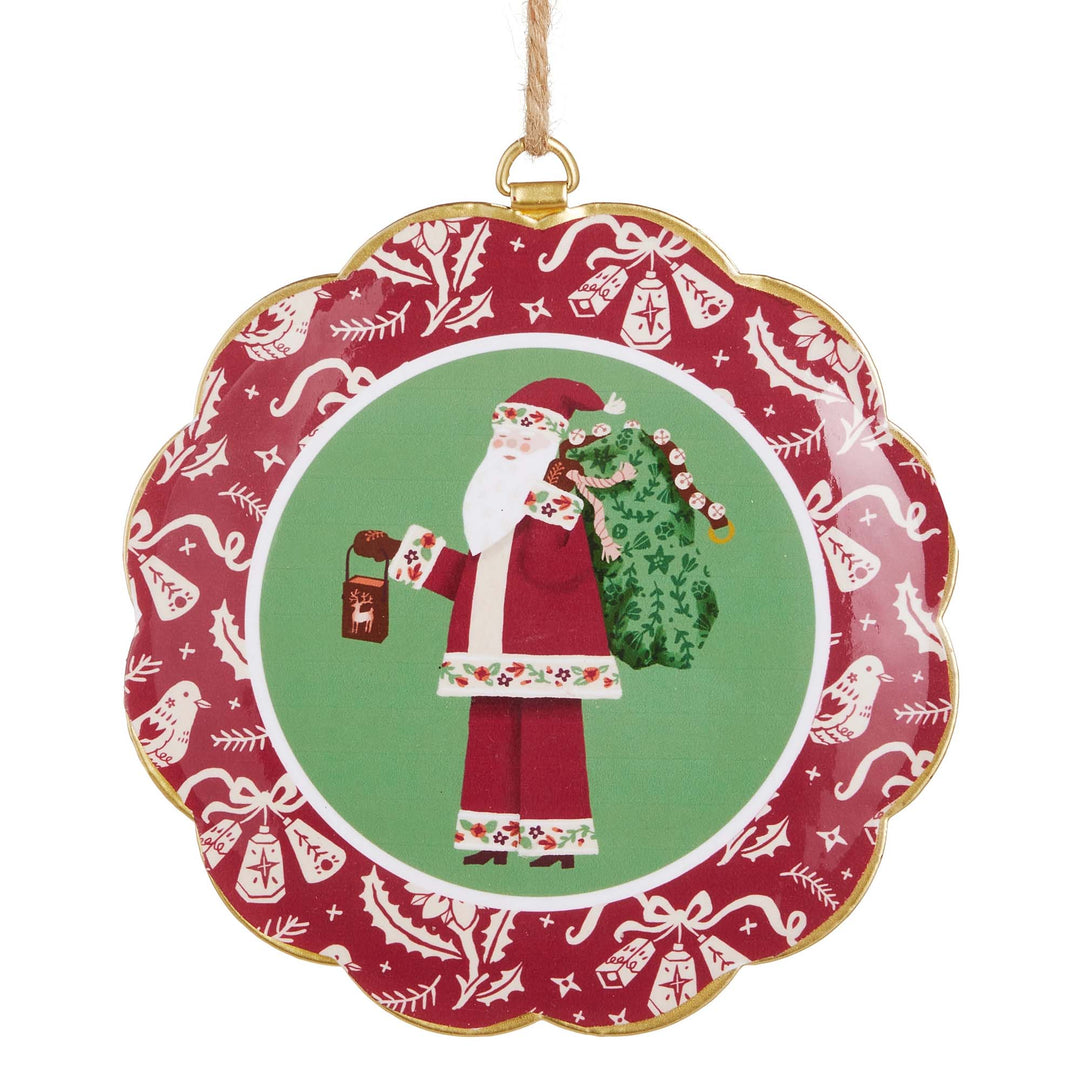 Vintage Craft Santa Scalloped Disc Ornament