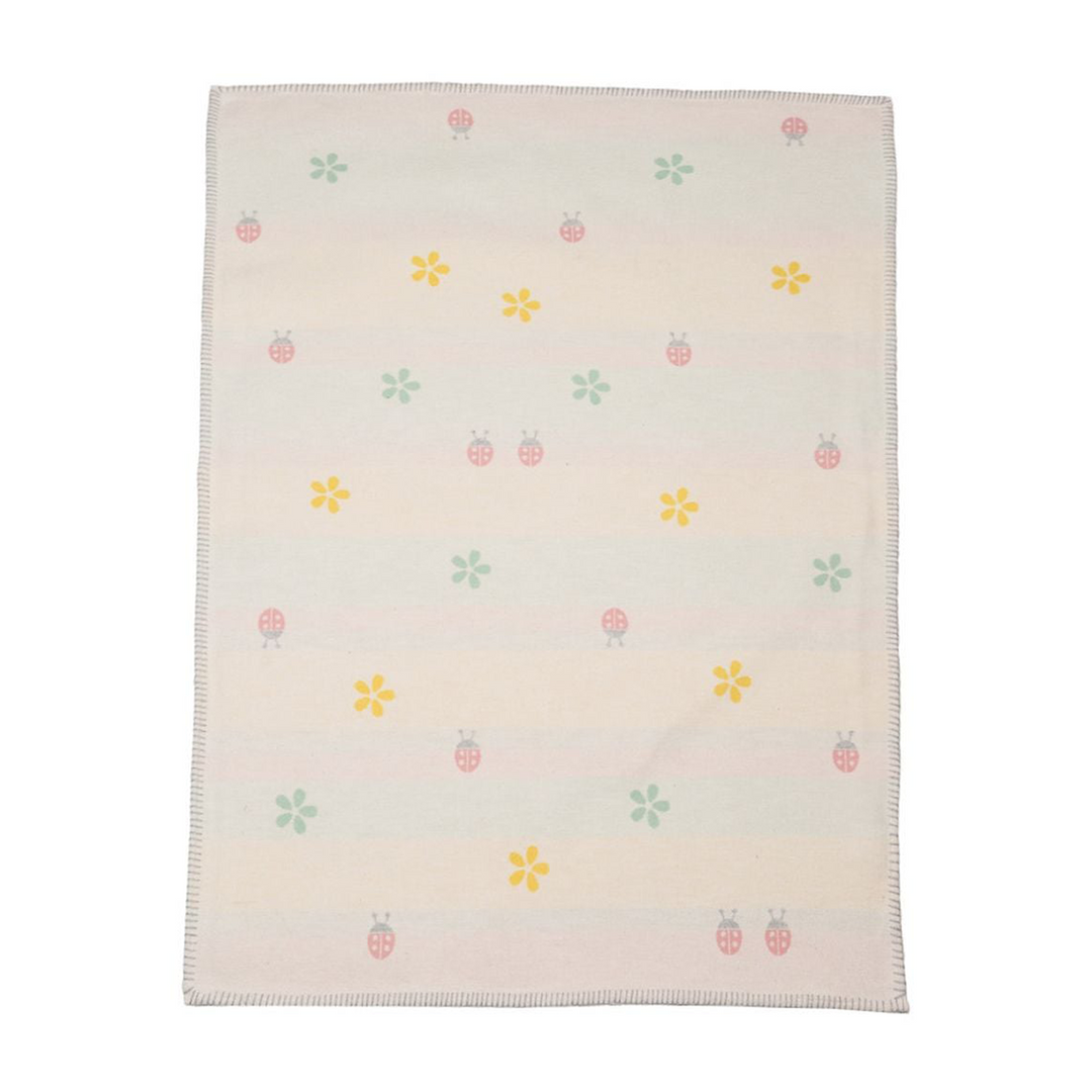 Organic Lena Baby Blanket Ladybugs Off White 30" x 40"