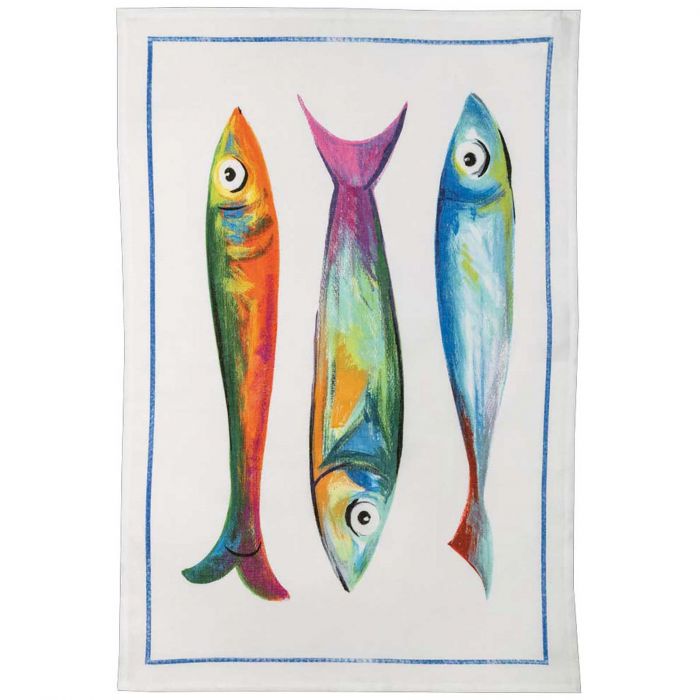 Poisson Bleu Trois Dishtowel